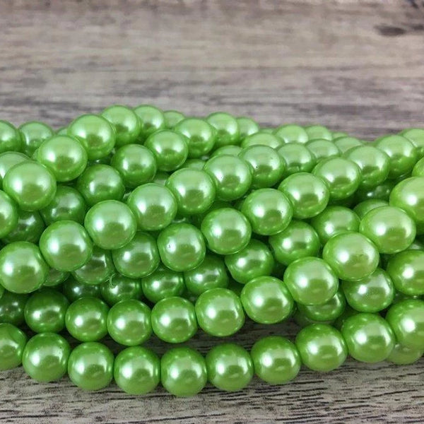 8mm Glass Pearl Bead, Lime Green | Bellaire Wholesale