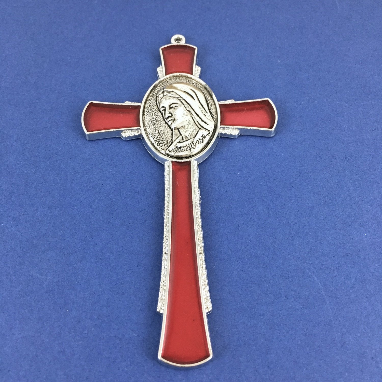 Alloy Enamel Virgin Mary Cross Charm, Red Cross | Bellaire Wholesale