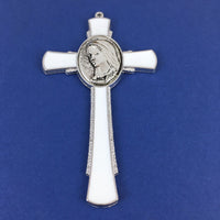 Alloy Enamel Virgin Mary Cross Charm, White Cross | Bellaire Wholesale