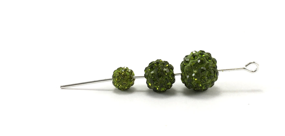 6mm Olivine Green Shamballa Bead | Bellaire Wholesale