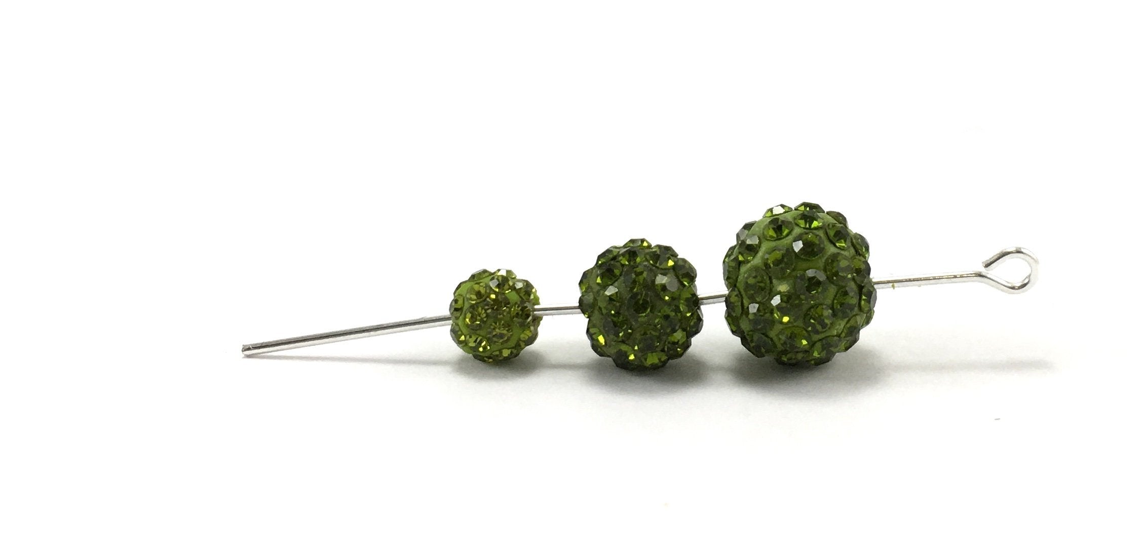 8mm Olivine Green Shamballa Bead | Bellaire Wholesale