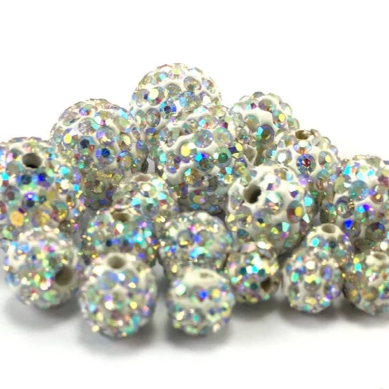 8mm Clear AB Shamballa Bead | Bellaire Wholesale