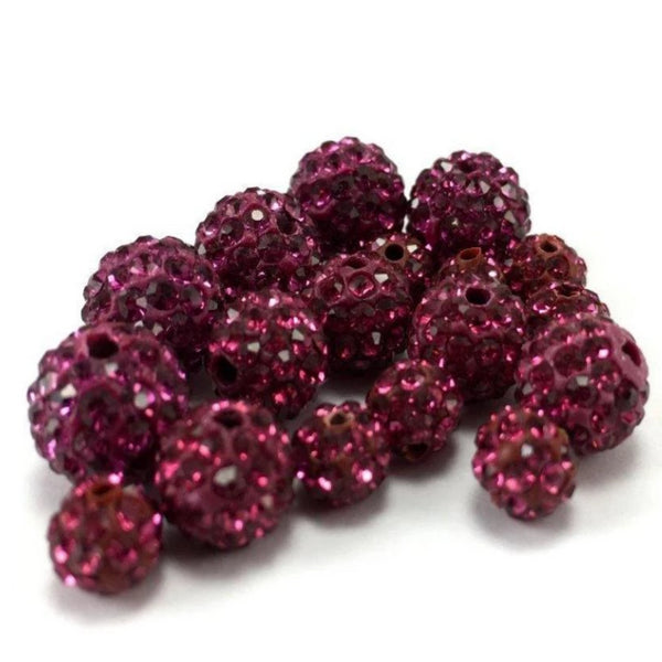 8mm Fuchsia Pink Shamballa Bead | Bellaire Wholesale