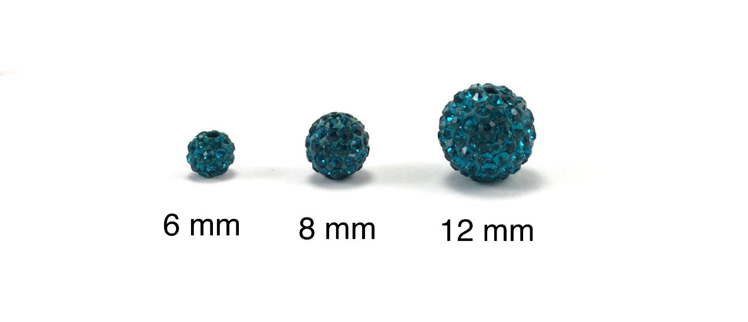 8mm Teal Blue Shamballa Bead | Bellaire Wholesale