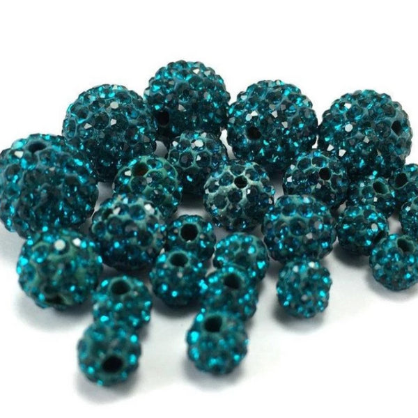 8mm Teal Blue Shamballa Bead | Bellaire Wholesale