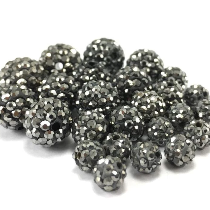12mm Dark Grey Shamballa Bead | Bellaire Wholesale