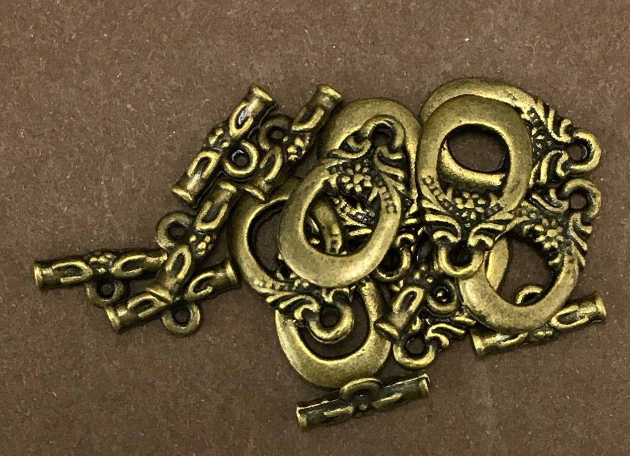 4 Sets of Brass Color Oval Toggle Clasp | Bellaire Wholesale
