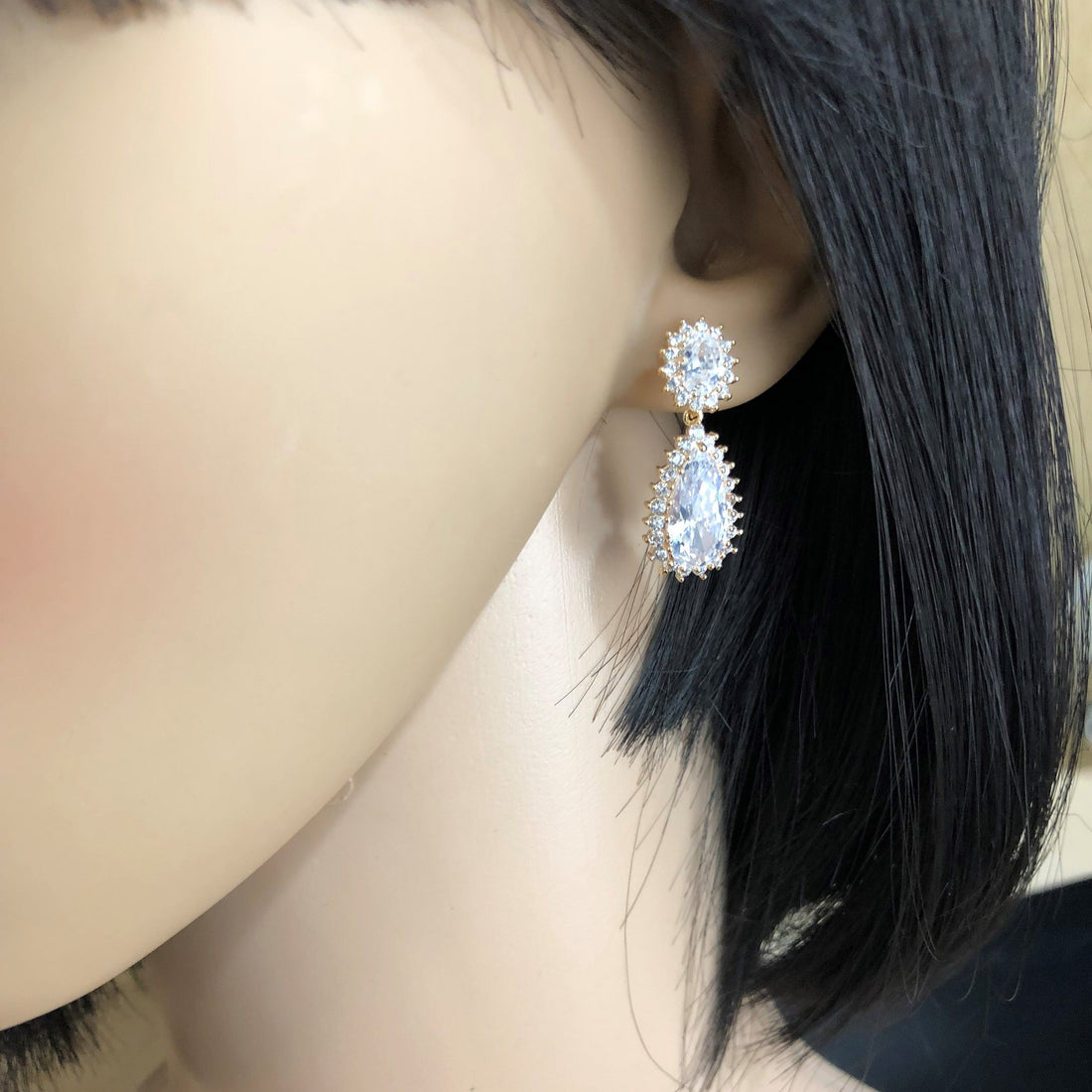 Bridal Cubic Zirconia Earrings, 18K Plated | Bellaire Wholesale