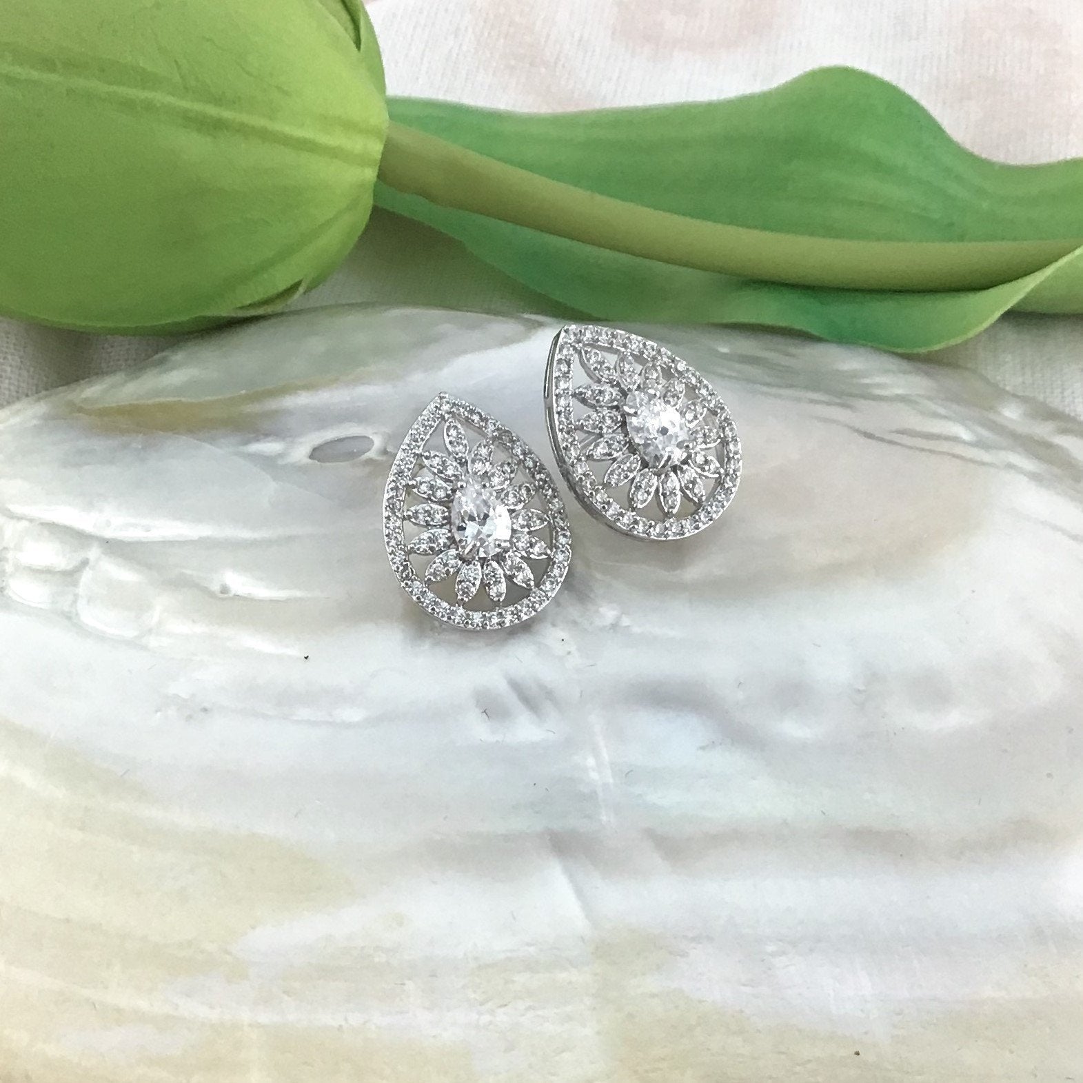 Bridal Cubic Zirconia Earrings, 18K Plated | Bellaire Wholesale
