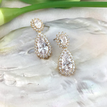 Bridal Cubic Zirconia Earrings, 18K Plated | Bellaire Wholesale