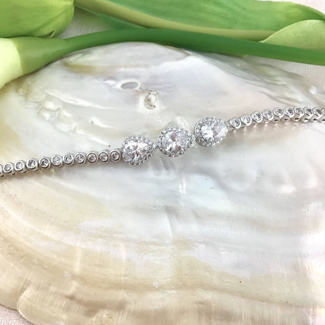 Cubic Zirconia Teardrop Bridal Bracelet | Bellaire Wholesale