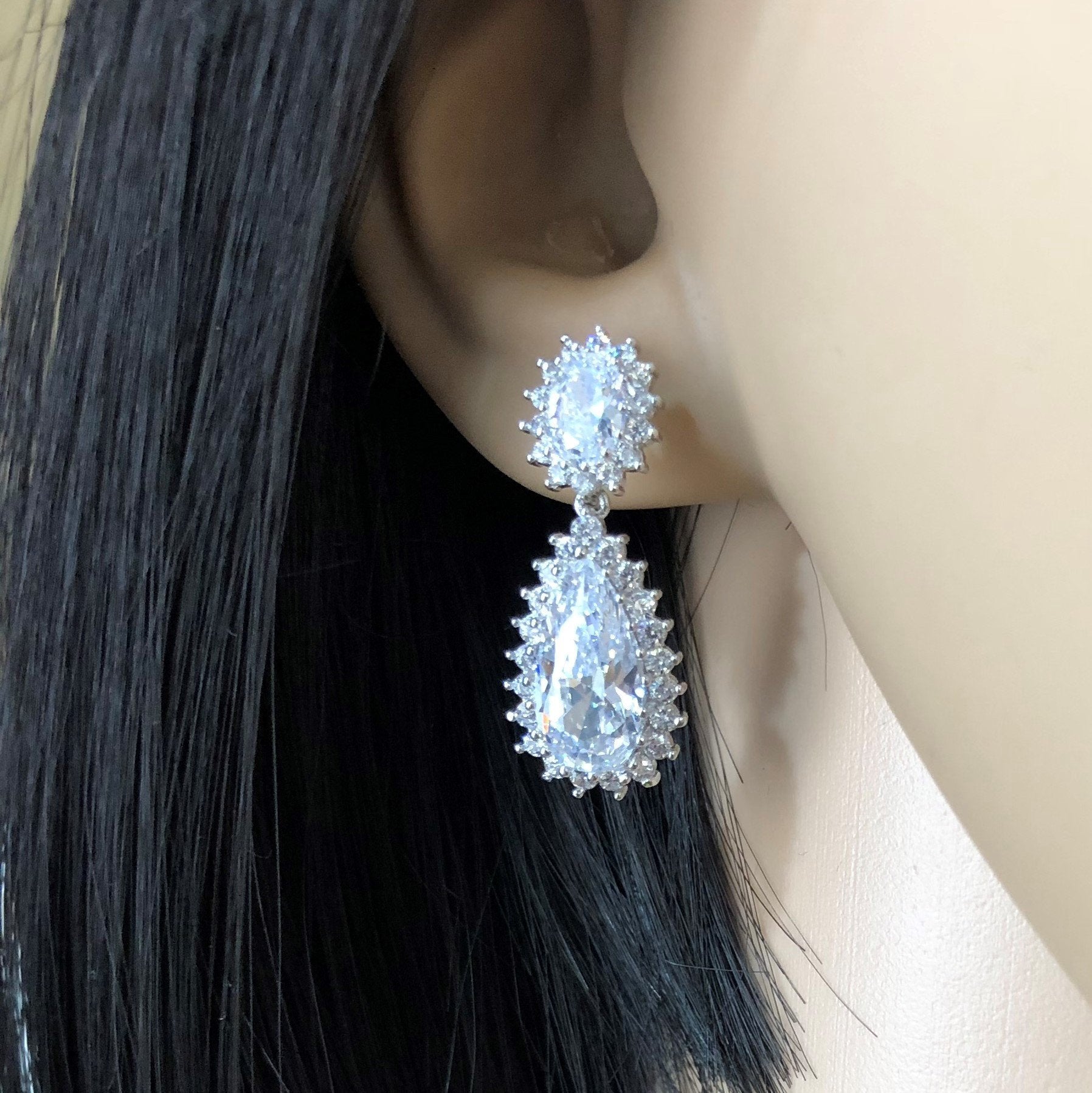Bridal Cubic Zirconia Earrings, 18K Plated | Bellaire Wholesale