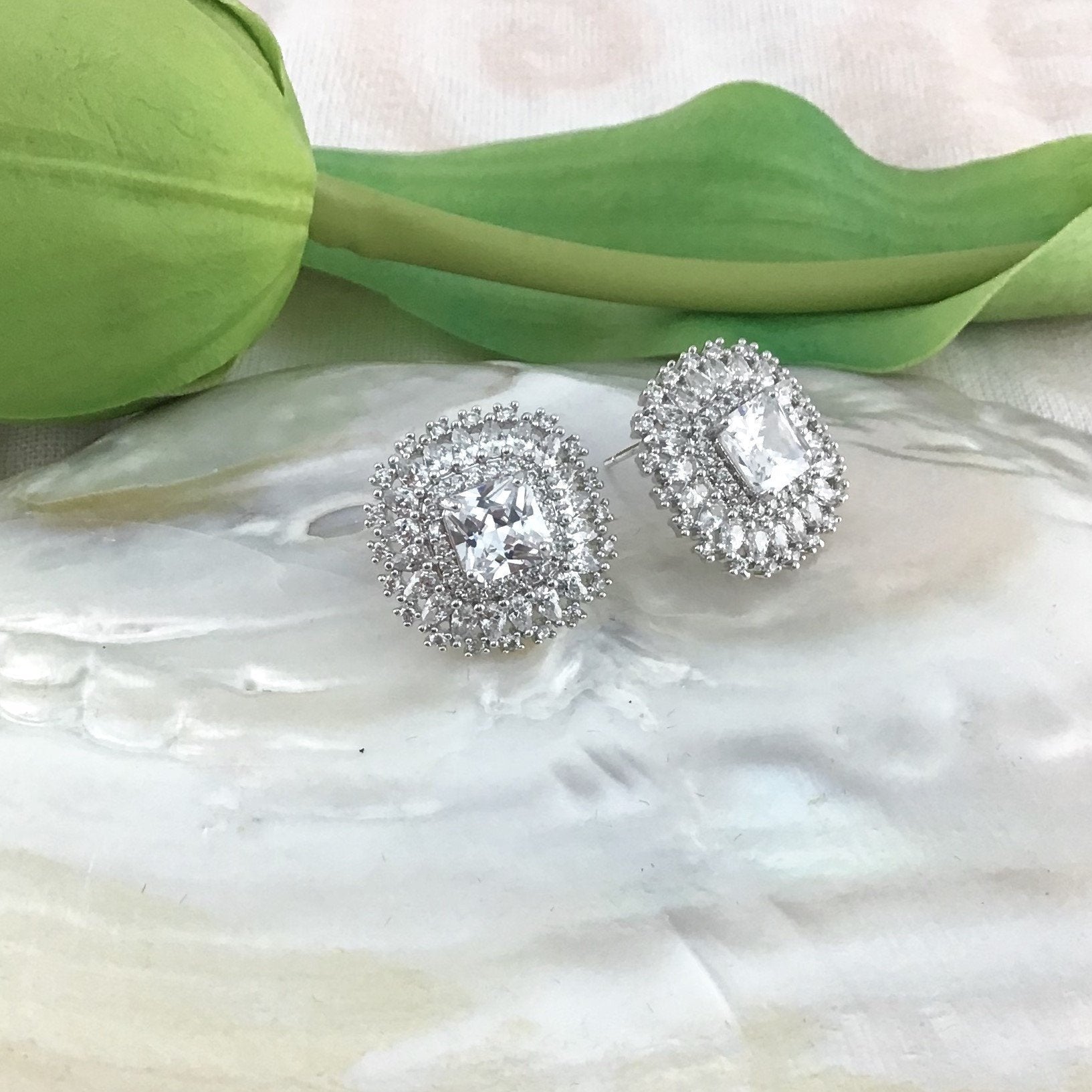 Bridal Cubic Zirconia Earrings, 18K Plated | Bellaire Wholesale