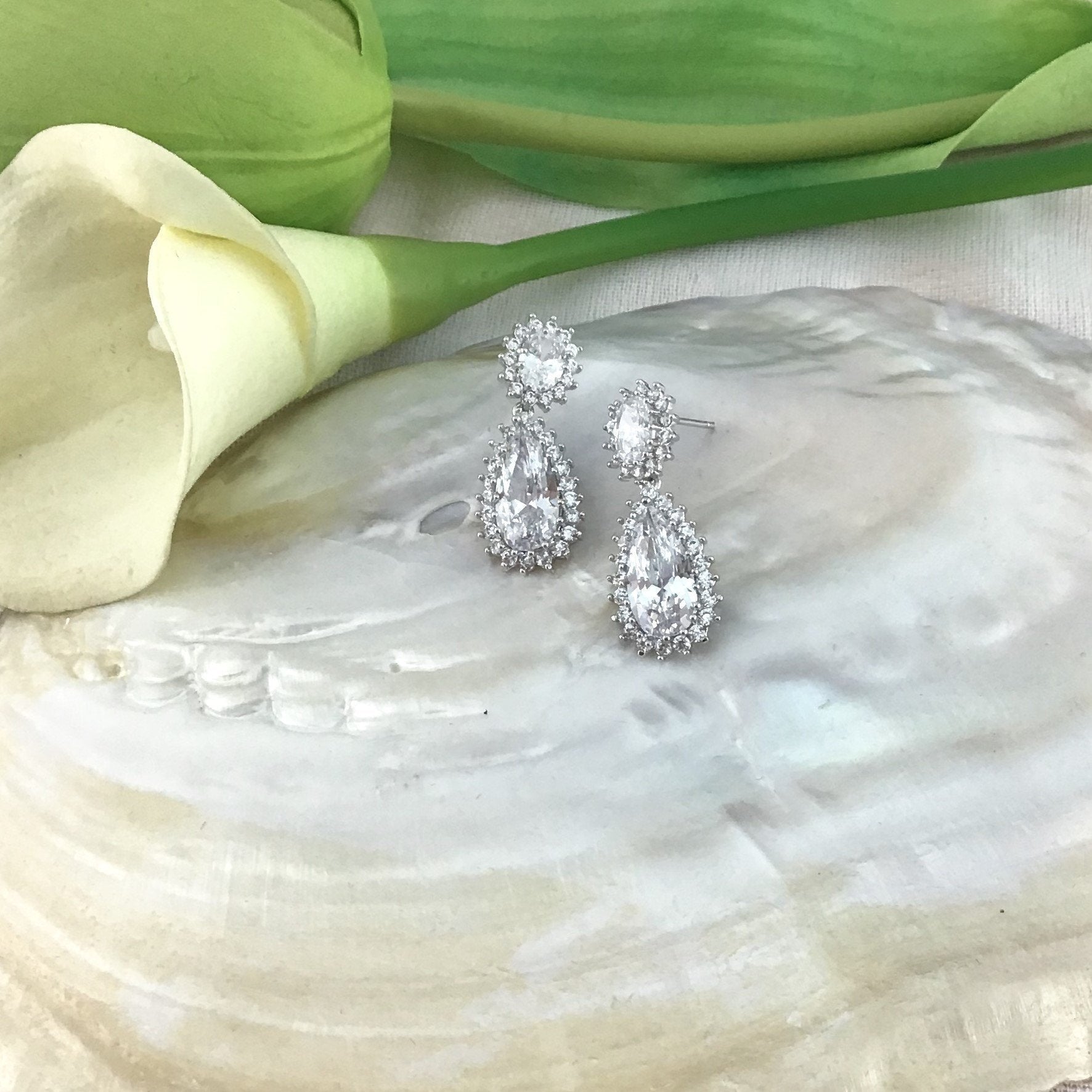 Bridal Cubic Zirconia Earrings, 18K Plated | Bellaire Wholesale