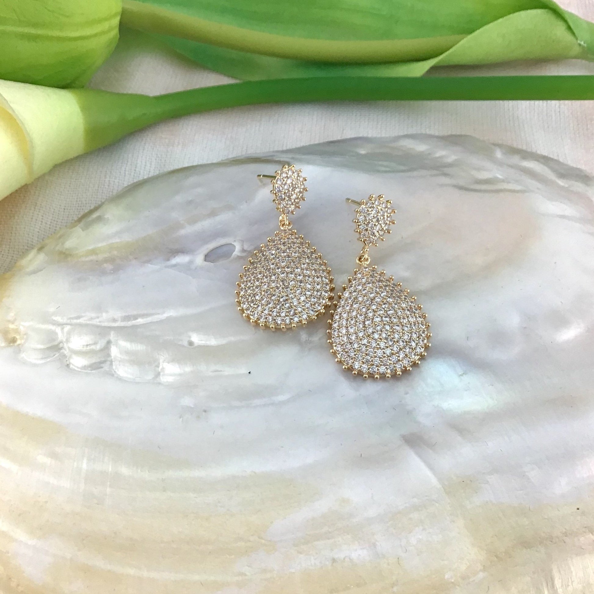 Bridal Cubic Zirconia Earrings, 18K Plated | Bellaire Wholesale