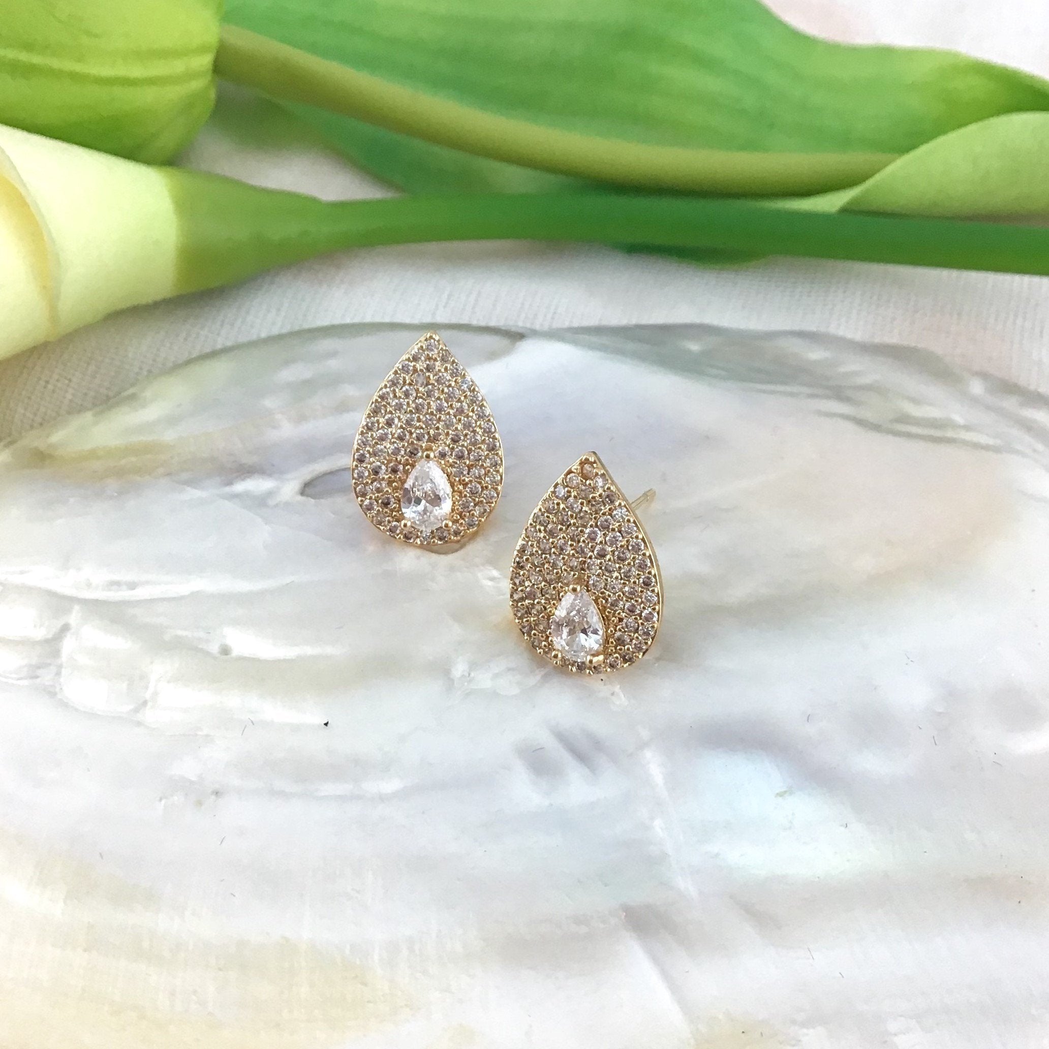 Bridal Cubic Zirconia Earrings, 18K Plated | Bellaire Wholesale