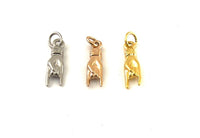 2 PCs Cornicello Silver, Gold, Rose Gold, Stainless Steel Hand Cornicello Charm