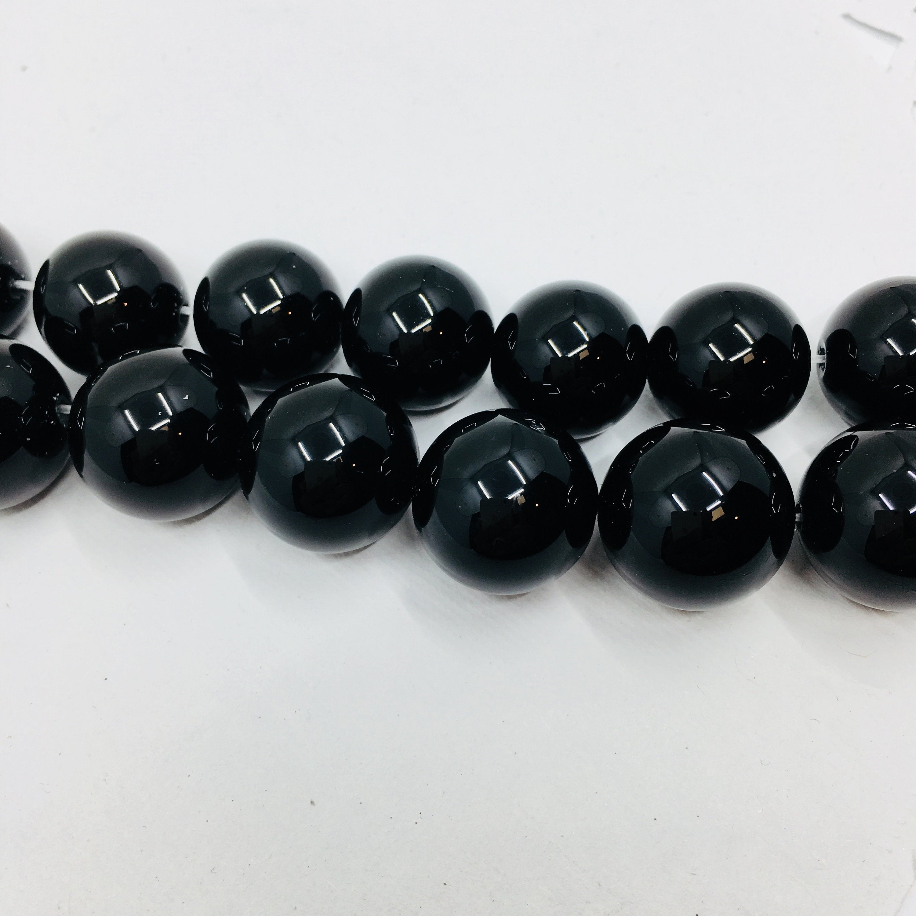 Shiny Onyx Bead, Black natural stone | Bellaire Wholesale