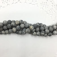 Frosted Map Stone, Grey Japser Bead, Natural stone,