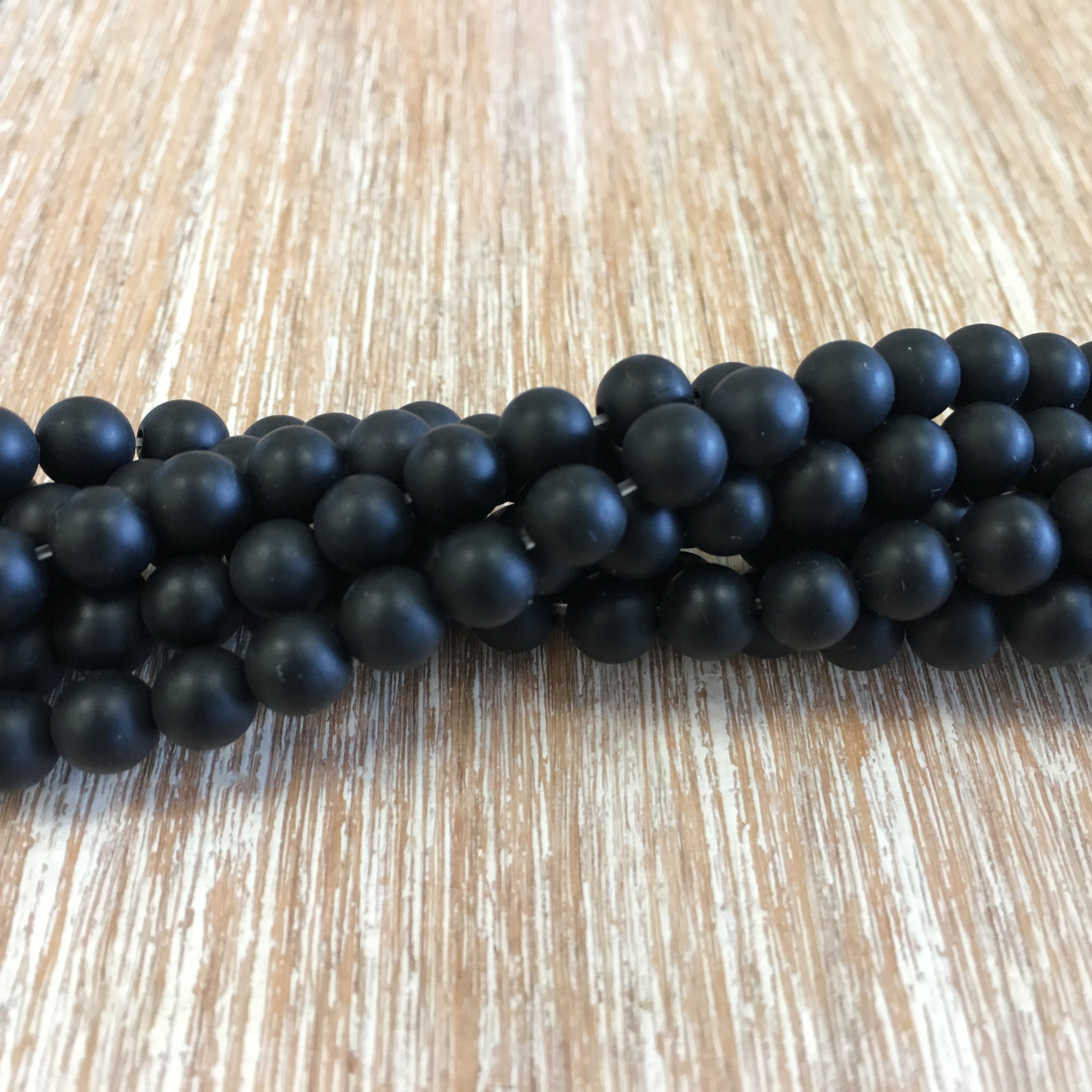 Shiny Onyx Bead, Black natural stone | Bellaire Wholesale