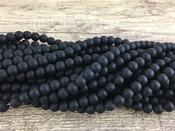 8mm Frosted  Black Onyx Bead | Bellaire Wholesale