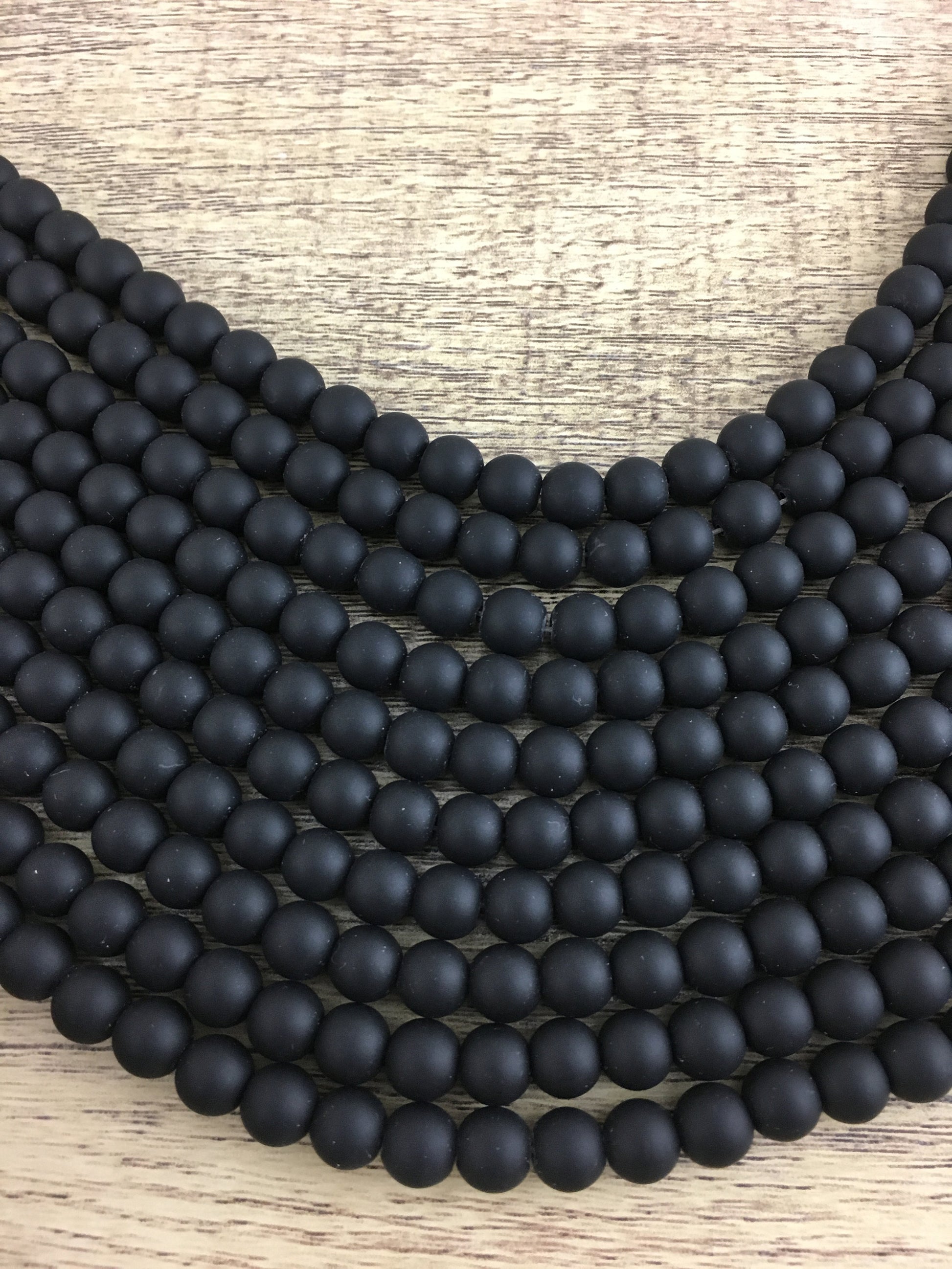 8mm Frosted  Black Onyx Bead | Bellaire Wholesale