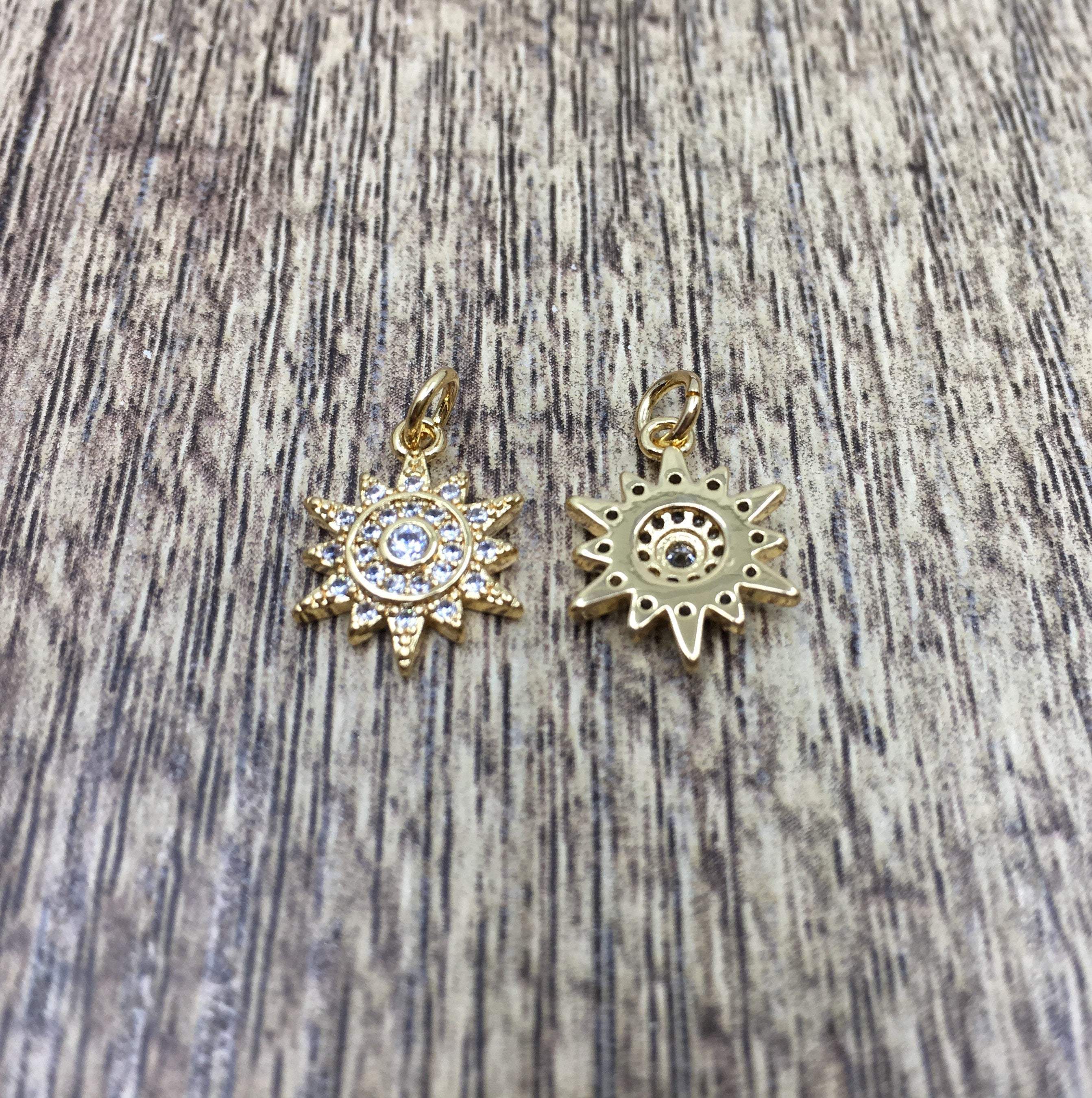 Sun Charm, Sun Rays Charm, 17Lx11Wx3mm Charm, 1Pc per order