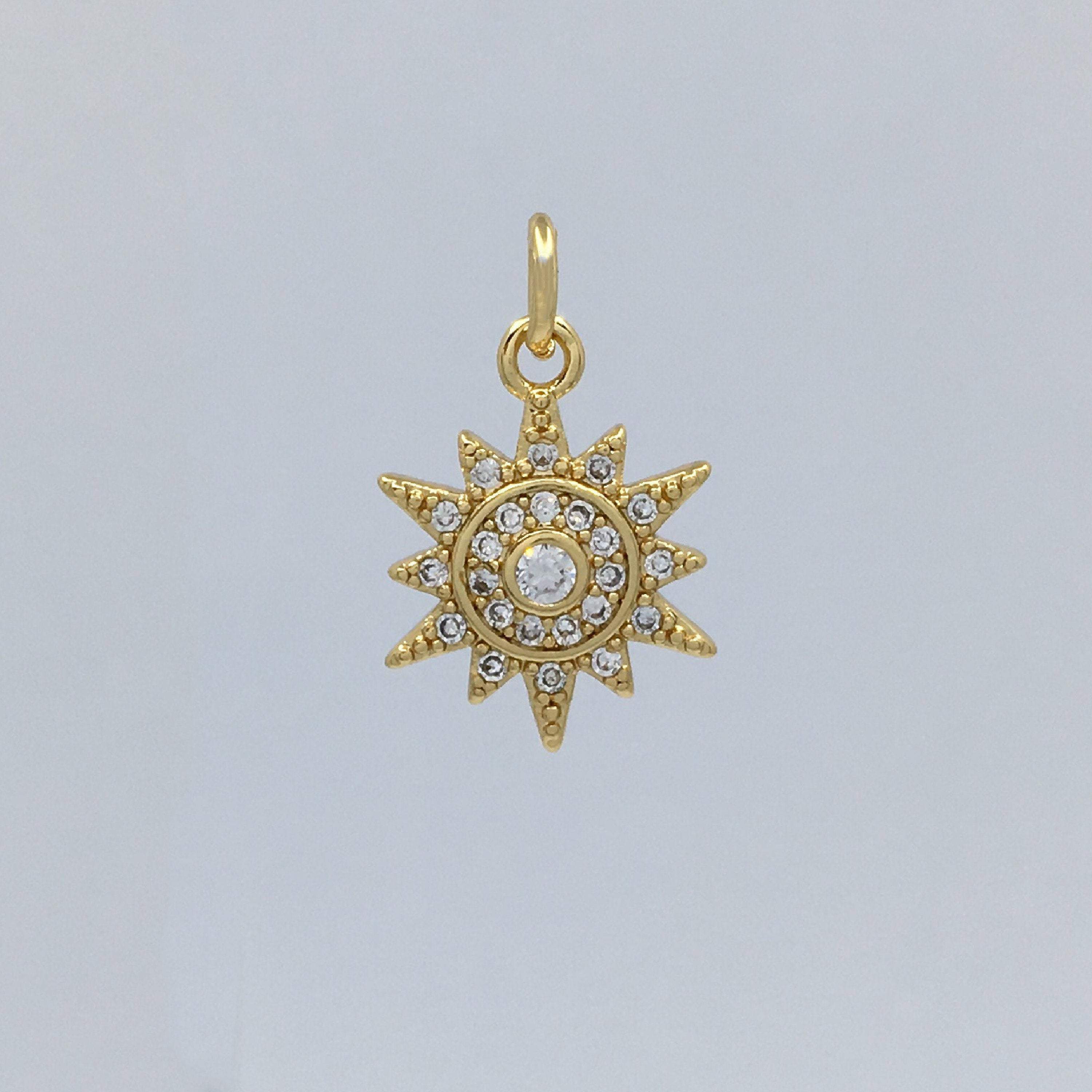 Sun Charm, Sun Rays Charm, 17Lx11Wx3mm Charm, 1Pc per order