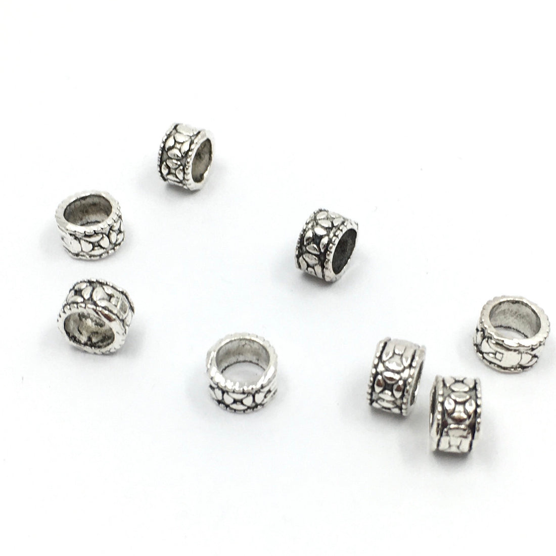 4Pcs Alloy Silver Rondelle Round Spacer Beads | Bellaire Wholesale