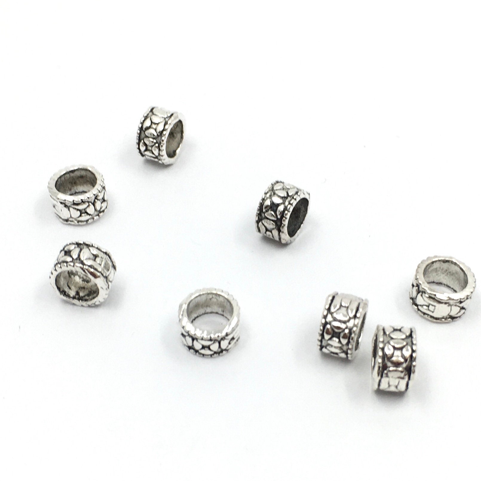 4Pcs Alloy Silver Rondelle Round Spacer Beads | Bellaire Wholesale