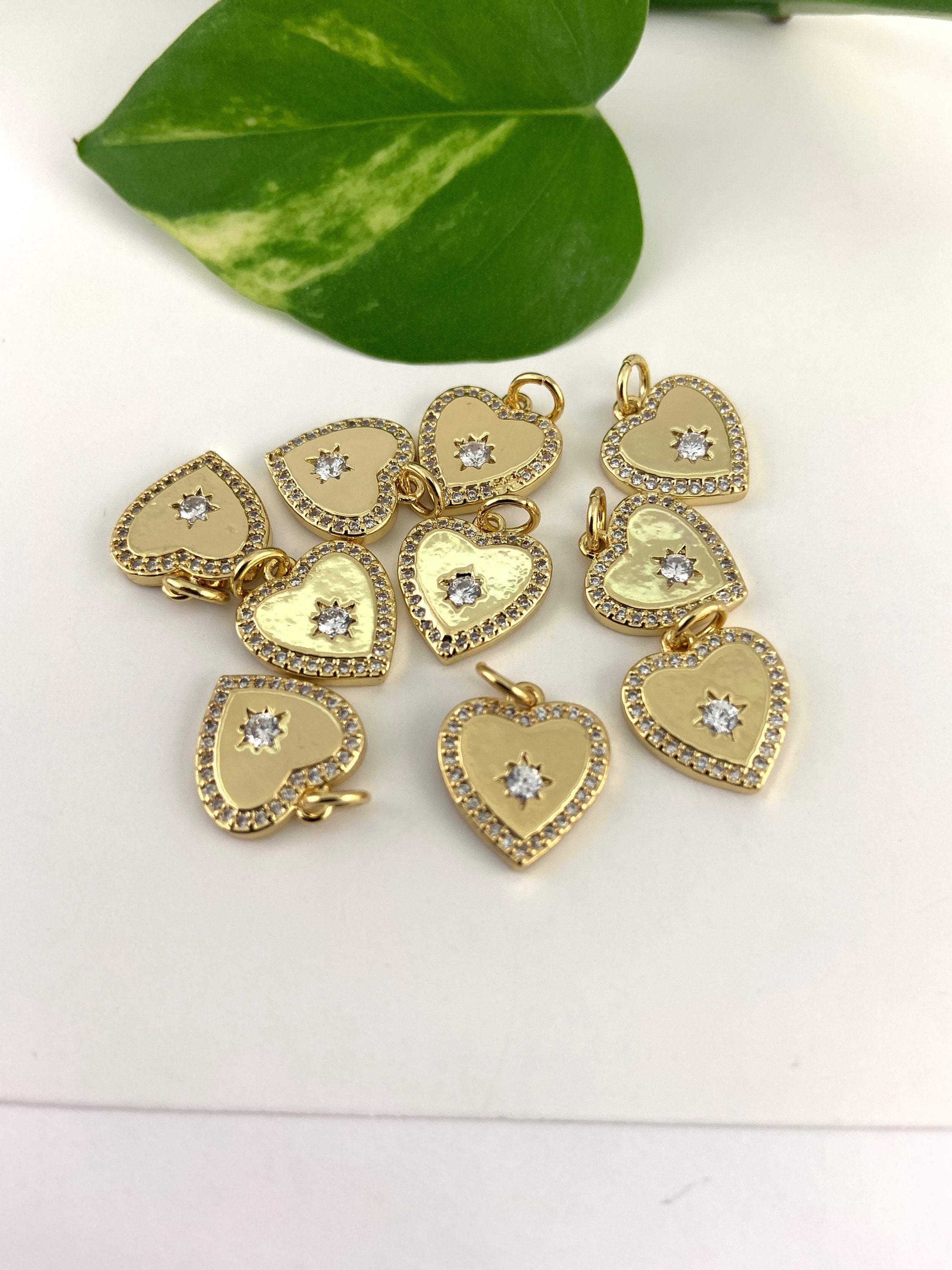 18K Gold Plated Heart CZ Star Charm | Bellaire Wholesale