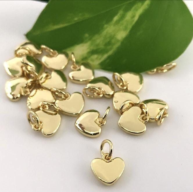 Gold and Rhodium Plated Puffed Heart Charm | Bellaire Wholesale
