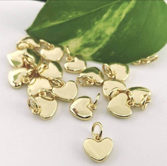Gold and Rhodium Plated Puffed Heart Charm | Bellaire Wholesale
