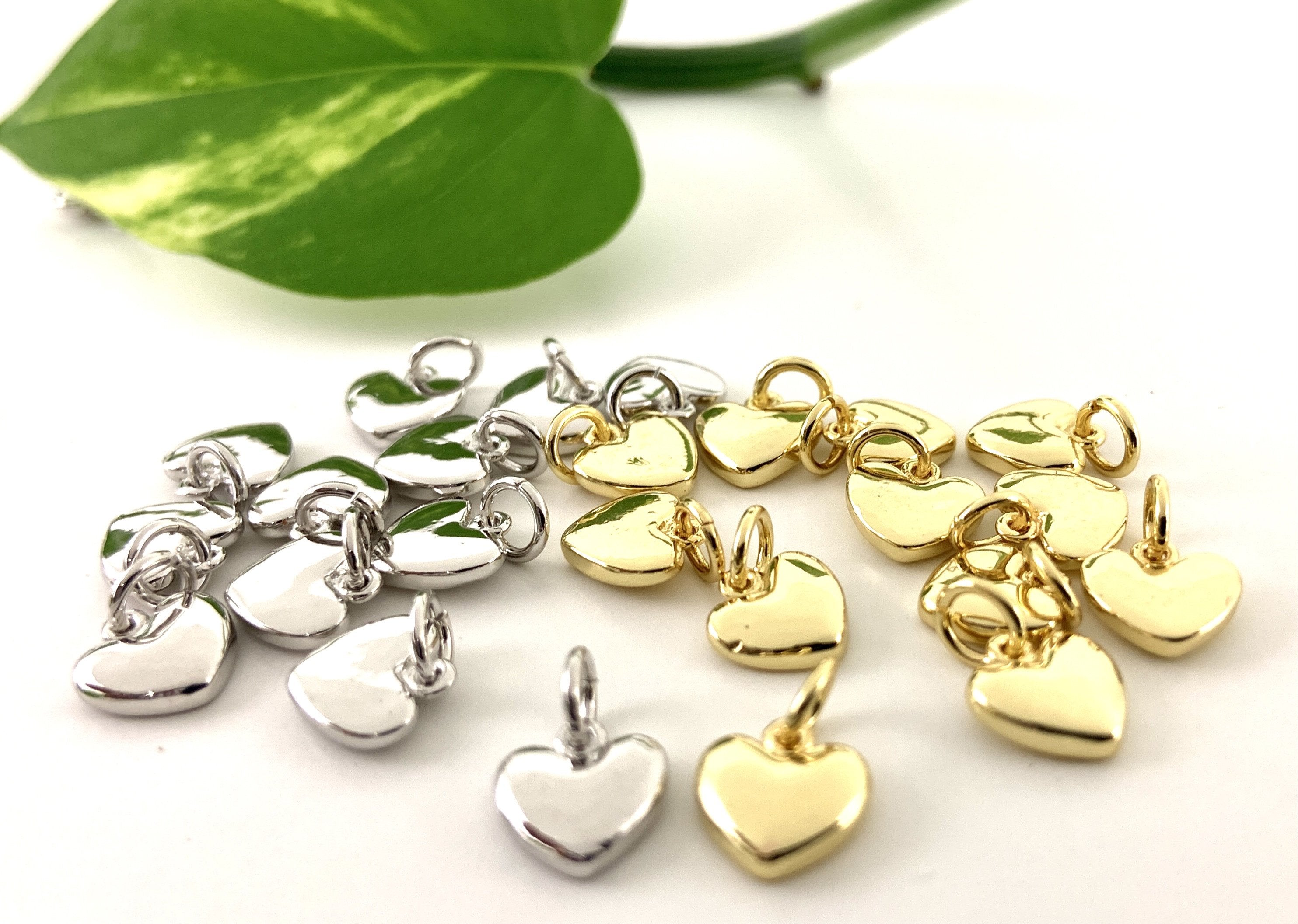 Gold and Rhodium Plated Puffed Heart Charm | Bellaire Wholesale