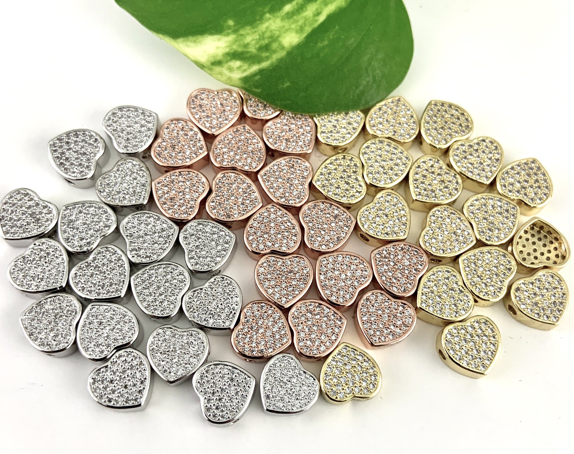 Gold, Rose Gold and Rhodium Heart Bead | Bellaire Wholesale
