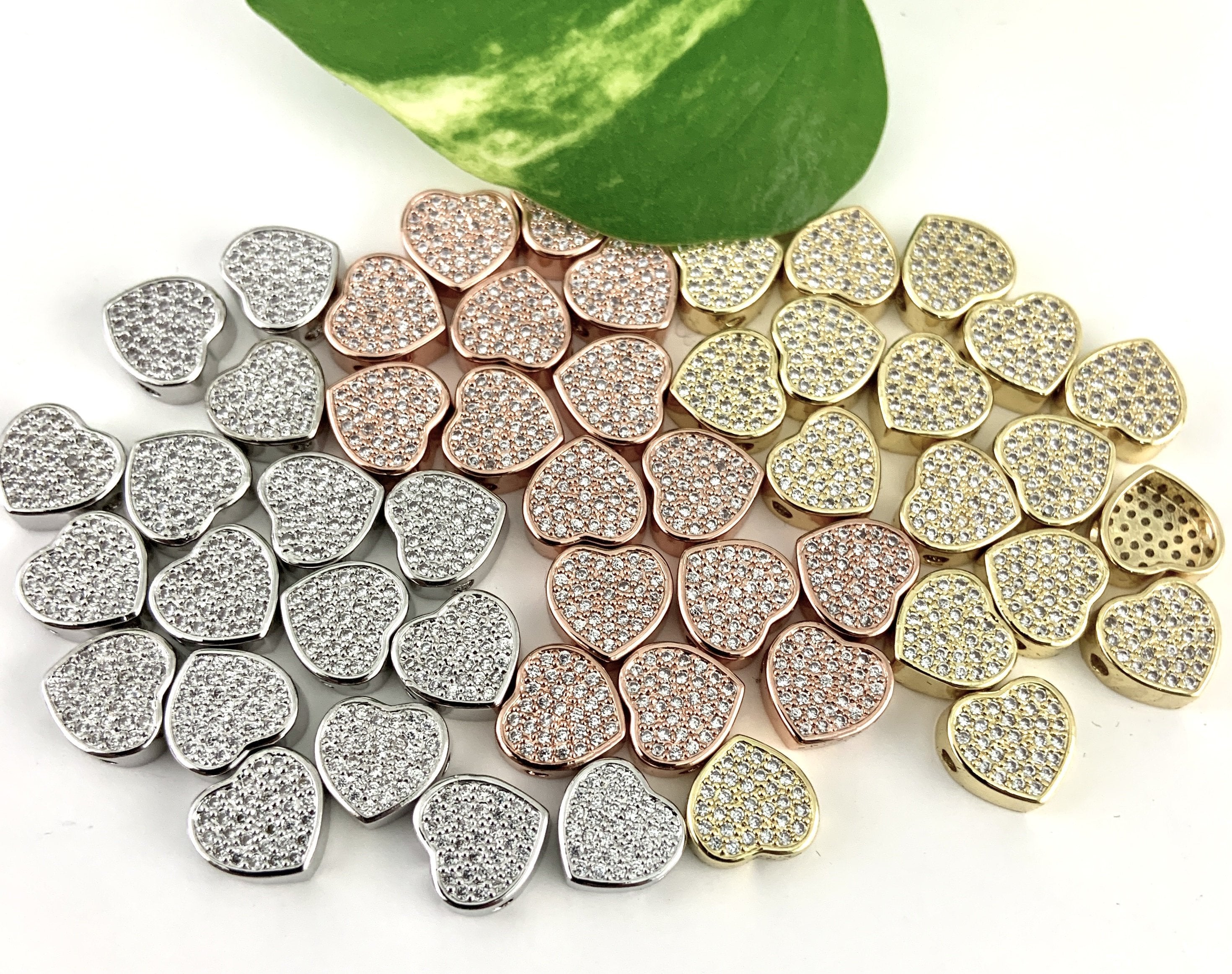 Gold, Rose Gold and Rhodium Heart Bead | Bellaire Wholesale
