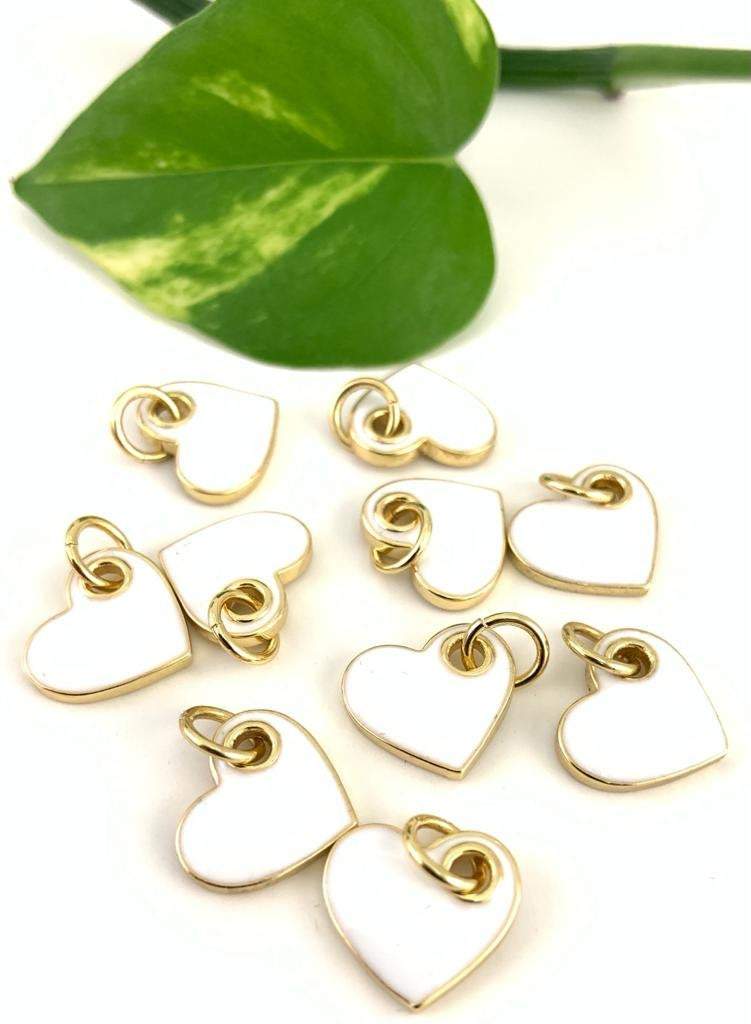 18K Gold Plated Enamel Heart Brass Charm | Bellaire Wholesale
