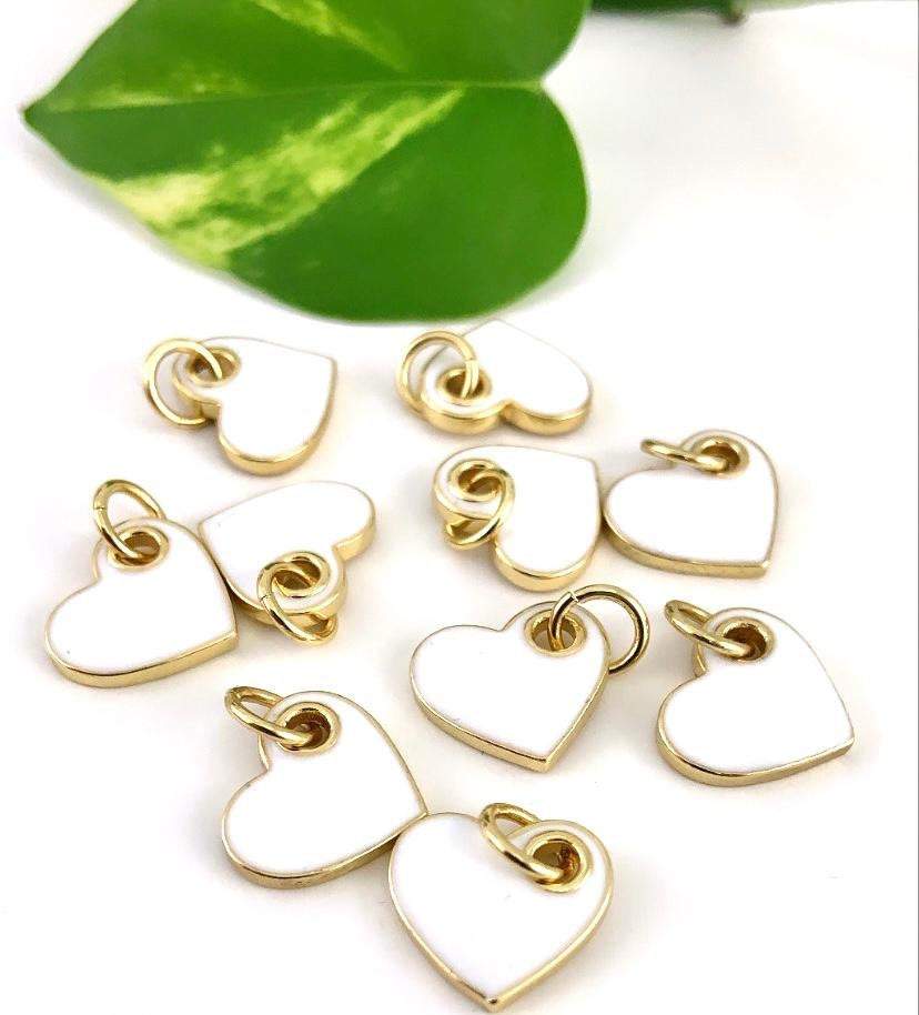 18K Gold Plated Enamel Heart Brass Charm | Bellaire Wholesale