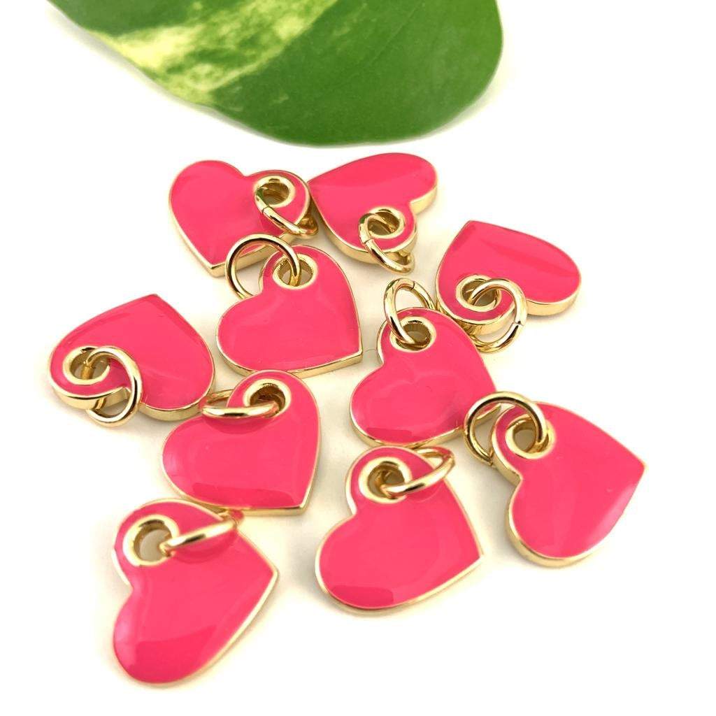 18K Gold Plated Enamel Heart Brass Charm | Bellaire Wholesale
