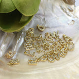 Letters Brass Charm, 18K Gold Plated | Bellaire Wholesale