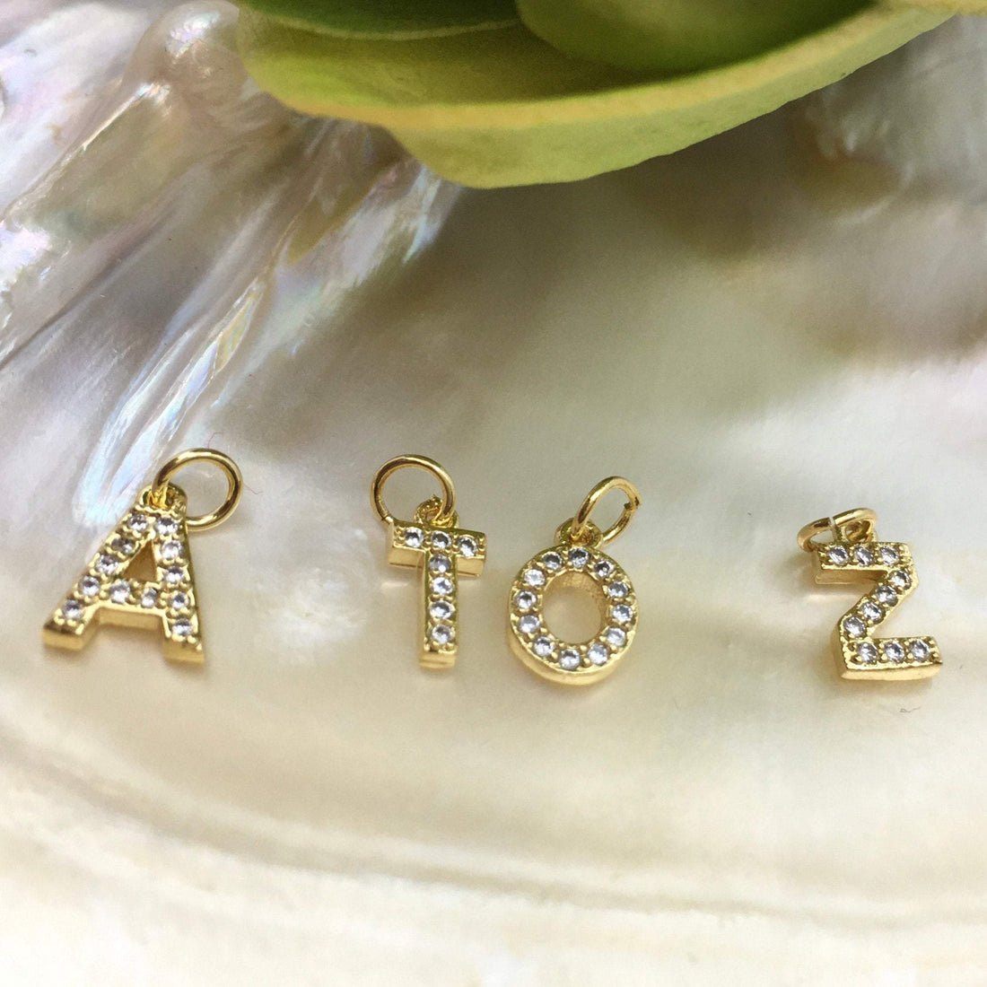 Letters Brass Charm, 18K Gold Plated | Bellaire Wholesale
