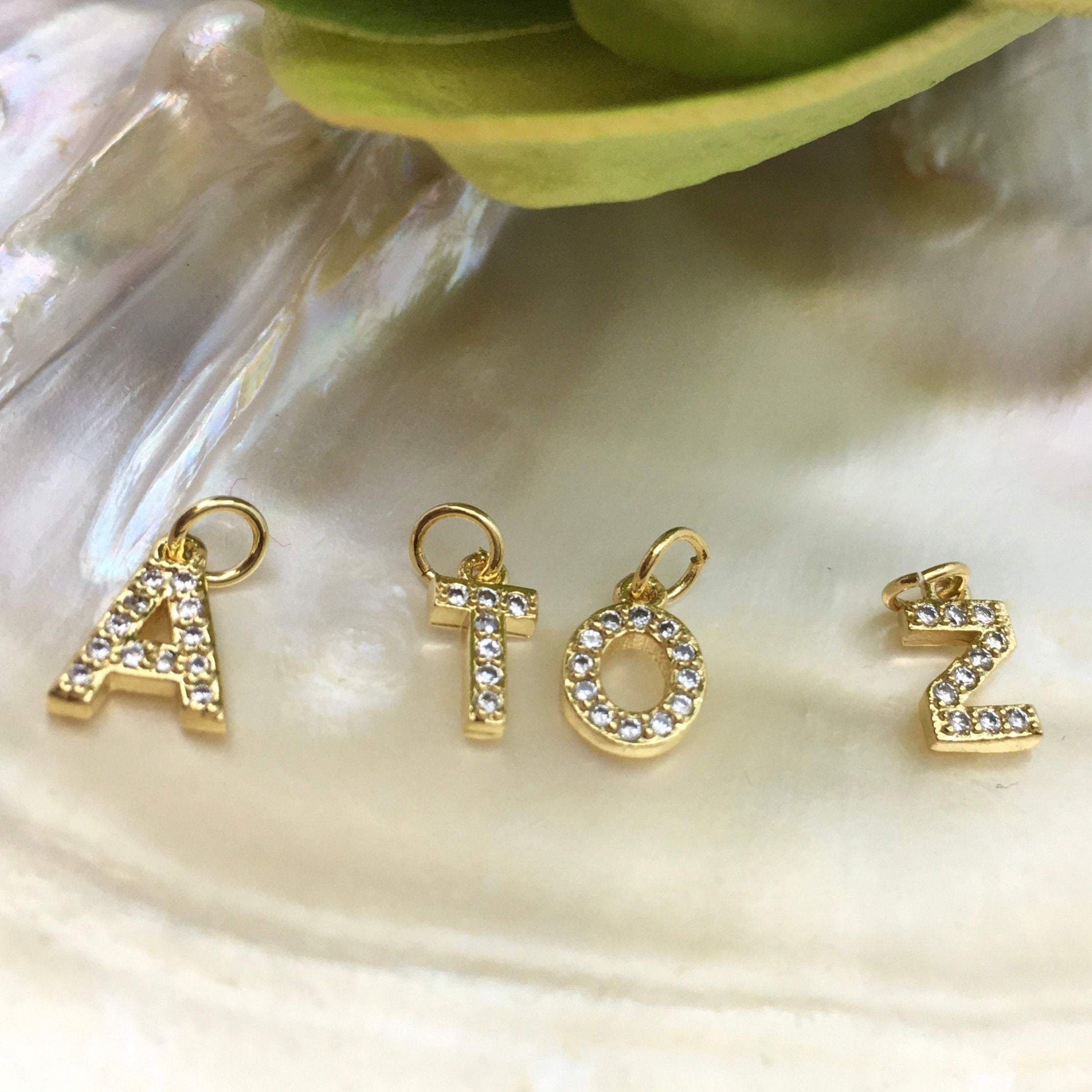 Letters Brass Charm, 18K Gold Plated | Bellaire Wholesale