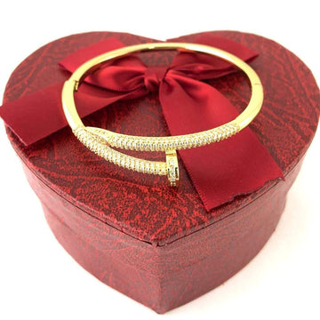 Nail Cuff Brass Bracelet, CZ 18k Gold and Rhodium Plated