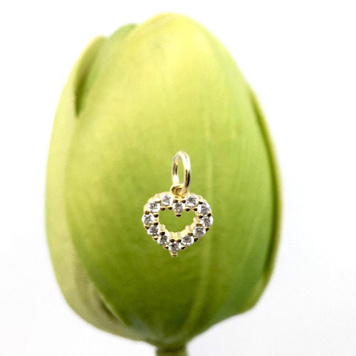 Gold/Silver Plated Flat Heart Open Charm | Bellaire Wholesale
