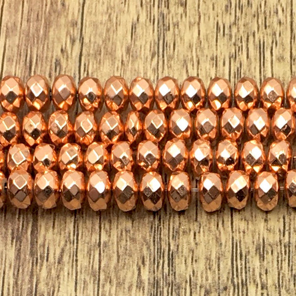 6mm Donut Rose Gold Faceted Hematite Bead | Bellaire Wholesale