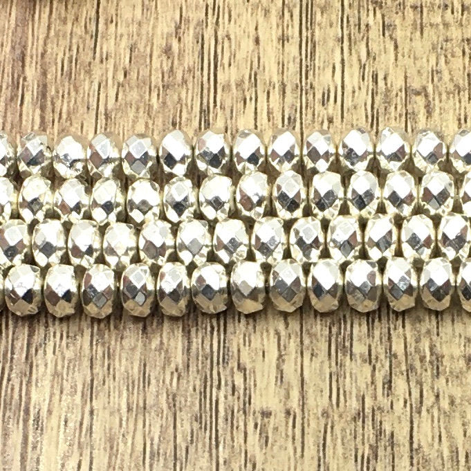 6mm Donut Silver Faceted Hematite Bead | Bellaire Wholesale