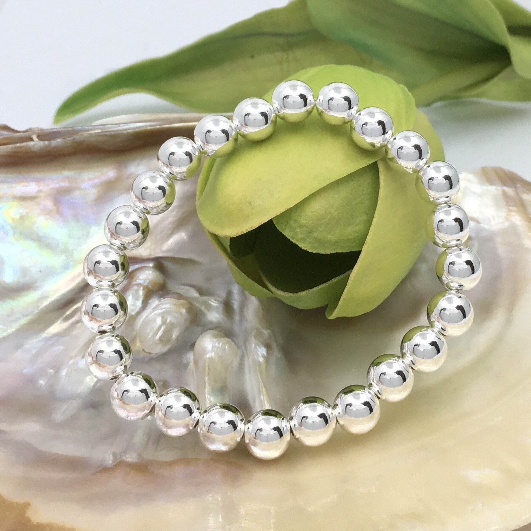 5, 6, 8mm Sterling Silver Bead Bracelet | Bellaire Wholesale