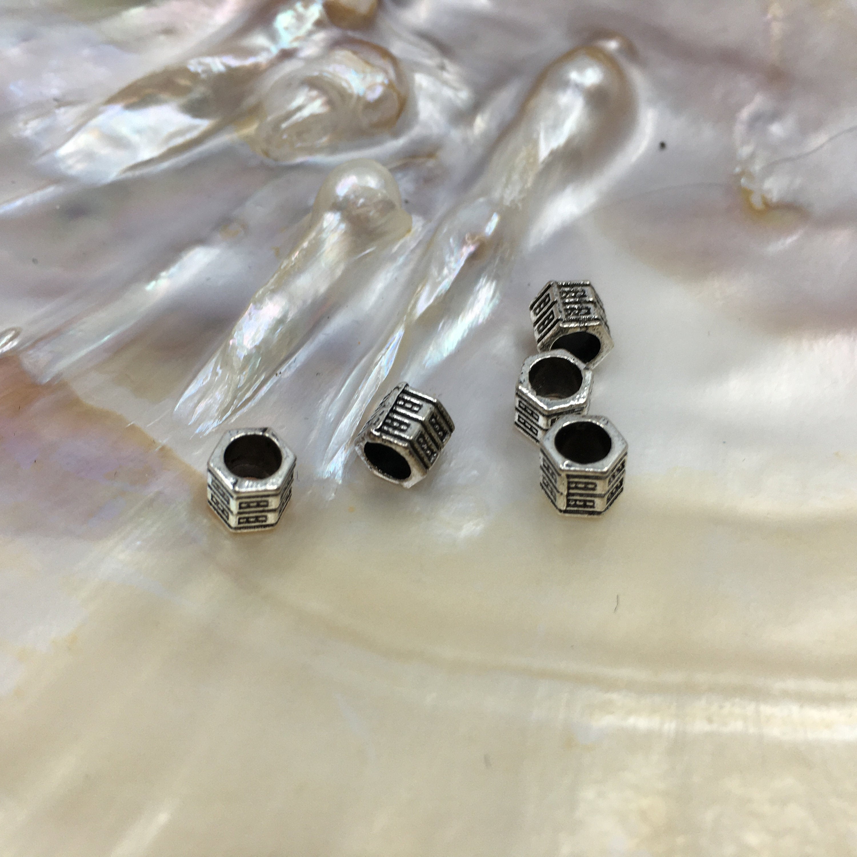 4Pcs Alloy Silver Rondelle Round Spacer Beads | Bellaire Wholesale