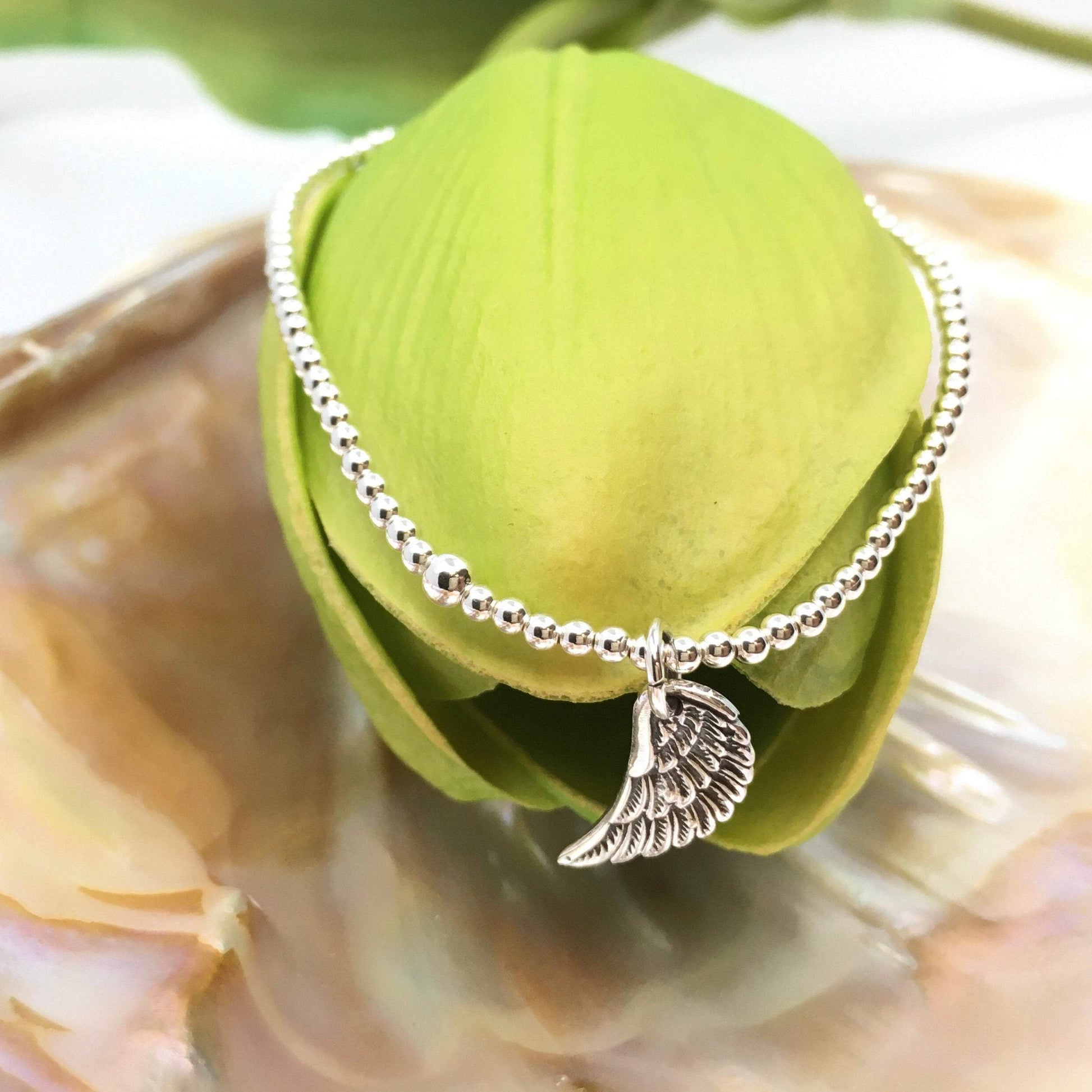 2mm Sterling Silver Bracelet w/ Angel Wing Charm | Bellaire Wholesale