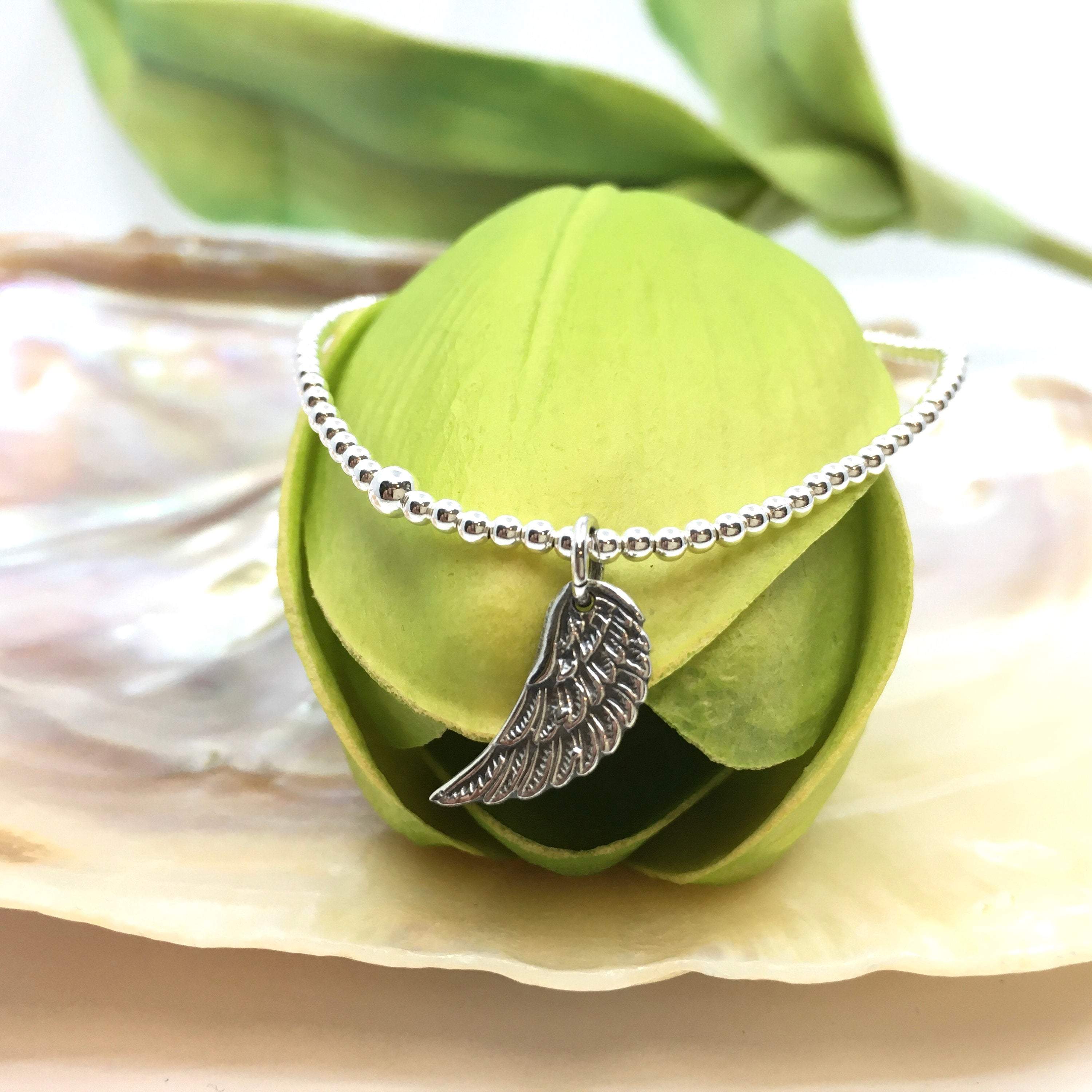 2mm Sterling Silver Bracelet w/ Angel Wing Charm | Bellaire Wholesale